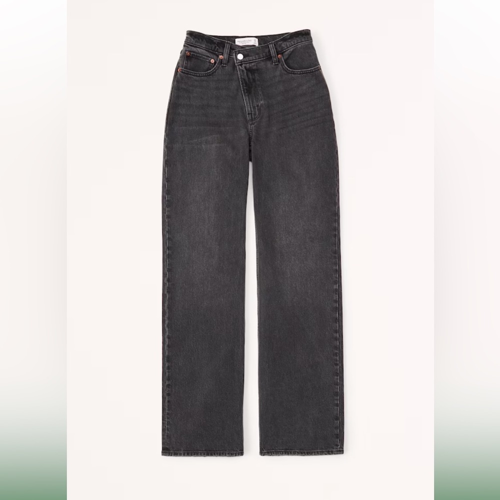 Black relaxed straight leg jeans